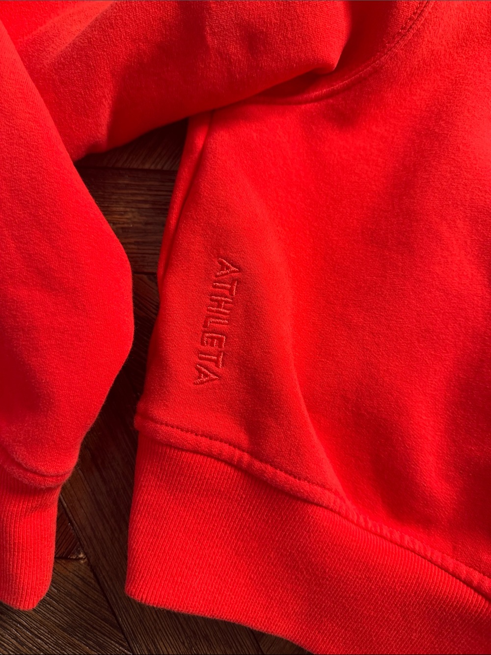 Athleta Fiery Red Cropped Oversized Full Zip Hoodie Size M - Picture 5 of 5